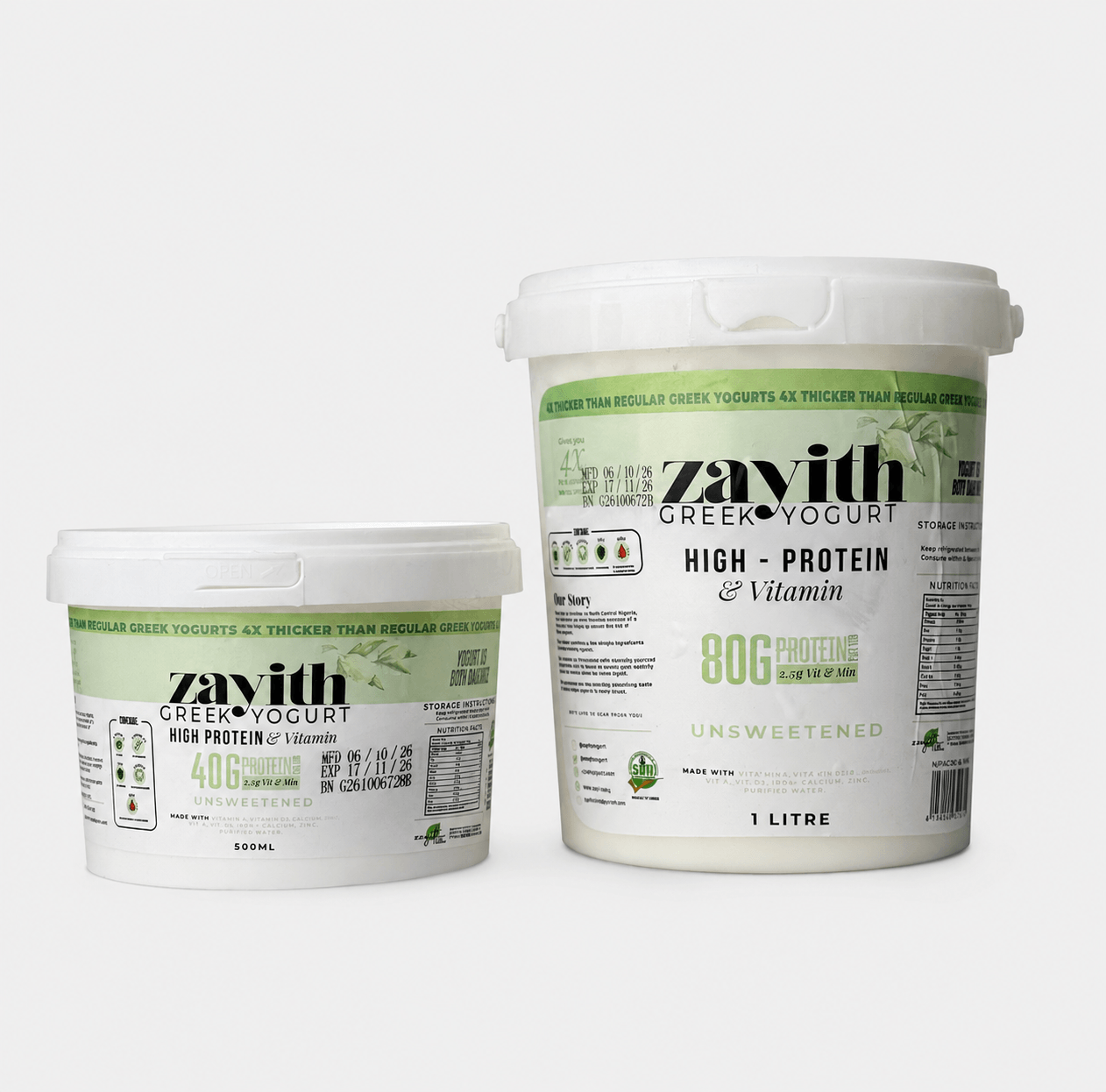 Zayith High Protein & Vitamin Unsweetened Greek Yogurt