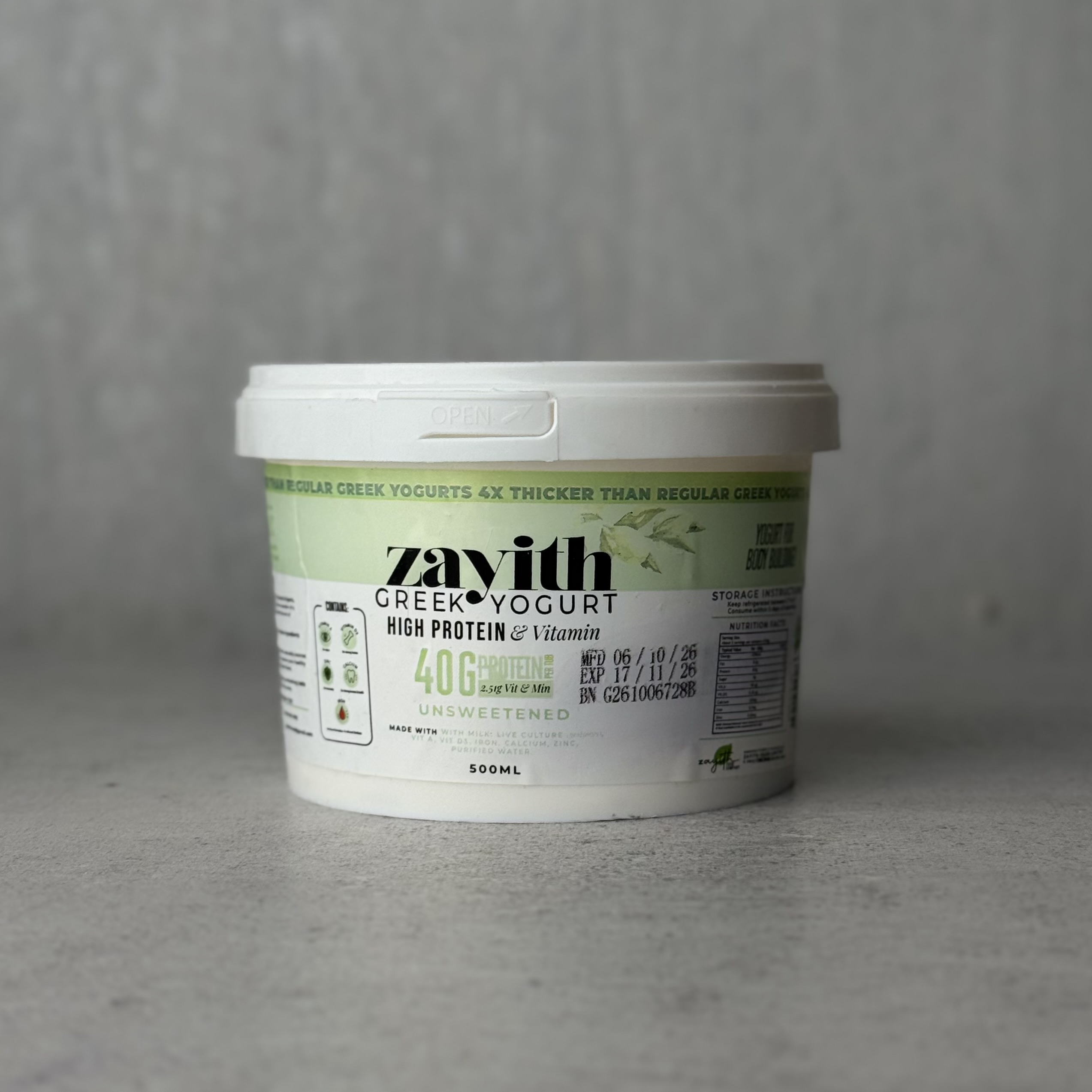 Zayith High Protein & Vitamin Unsweetened Greek Yogurt - Image 3