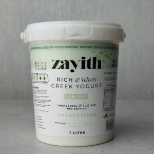 Zayith Low-Fat Unsweetened Greek Yogurt 1 litre tub