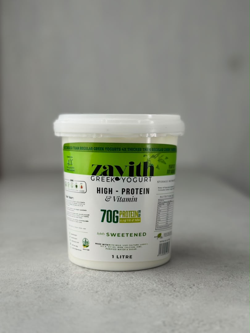 Zayith High Protein & Vitamin Sweetened Greek Yogurt, 1 litre tub