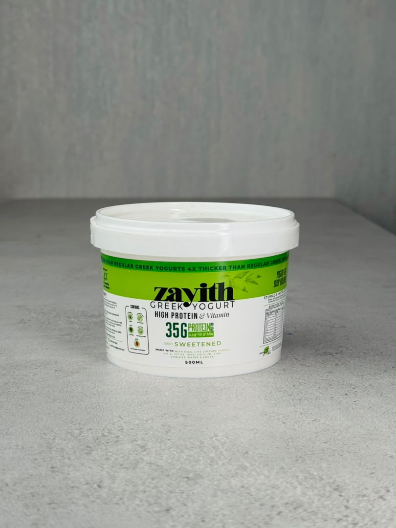 Zayith High Protein & Vitamin Sweetened Greek Yogurt, 500ml tub
